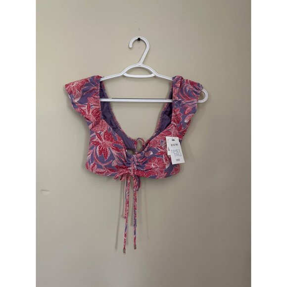 3 For $10 NWT Time And Tru Womens Medium Bikini Top Pink Purple Short Sleeve - Picture 1 of 4